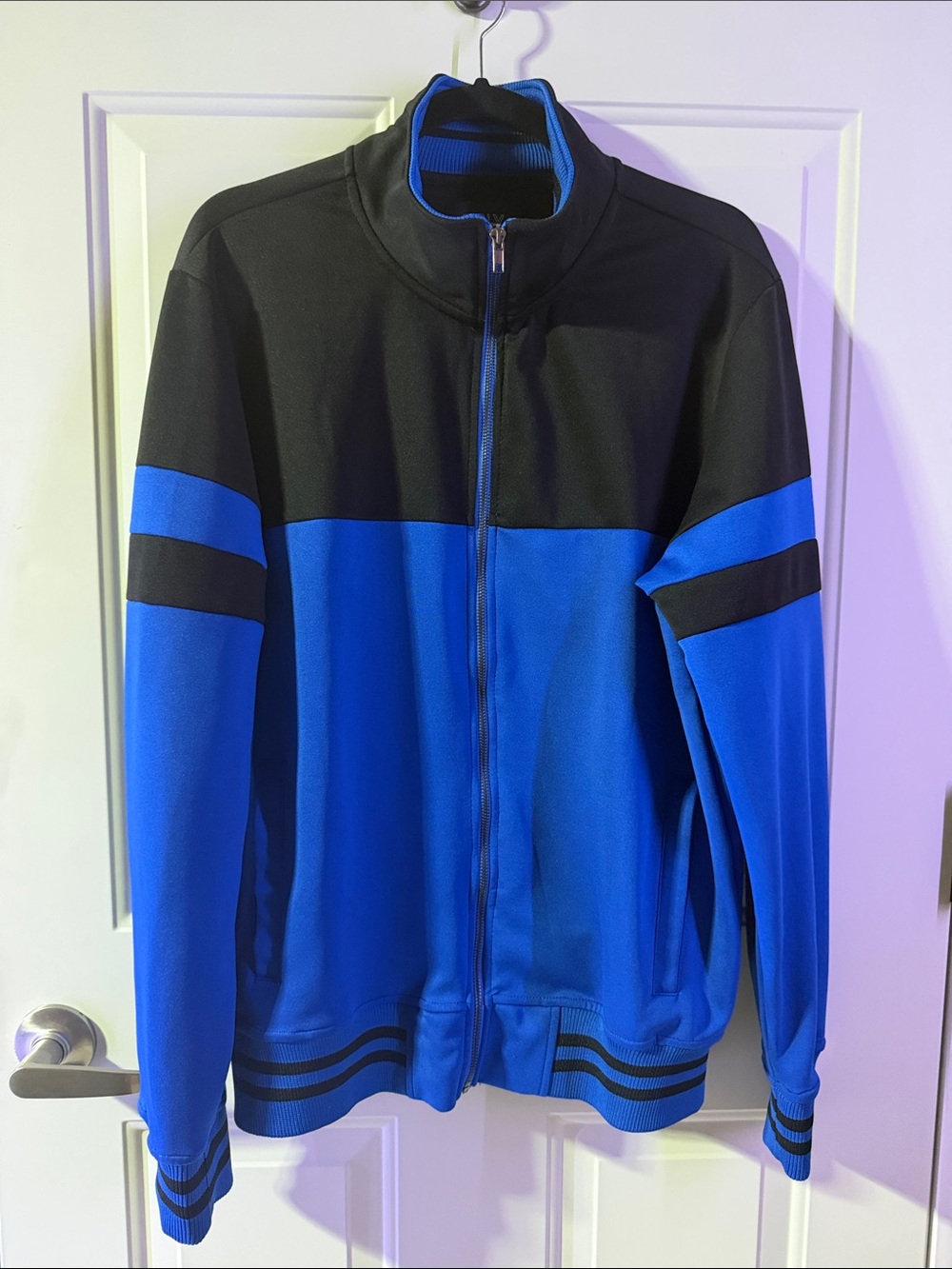 Blue and Black Full-Zip Track Jacket- large